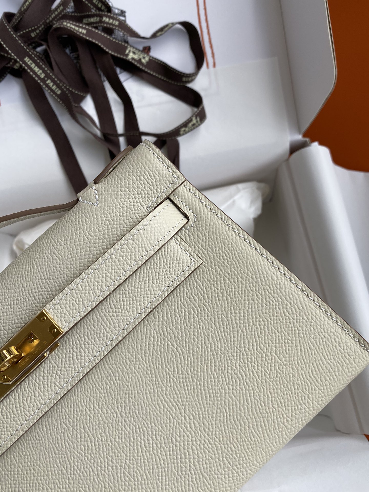 Hermes Mini Kelly Pochette 22cm Bag In White Epsom Leather